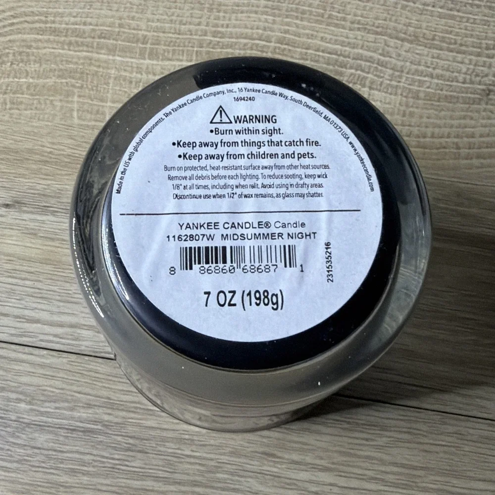 Yankee Candle Midsummer's Night Small Jar‎ Candle Scented Black 7 oz Single Wick
